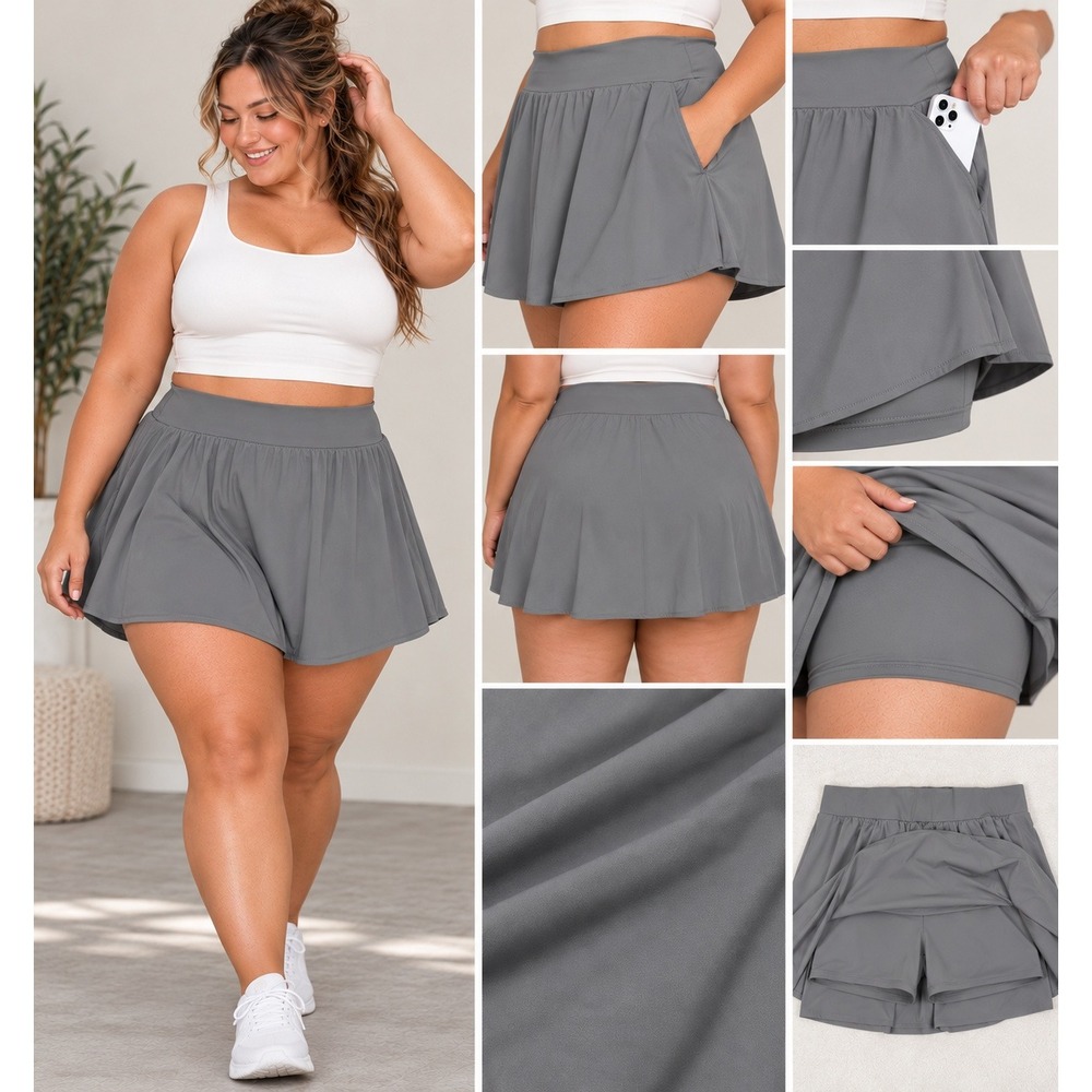 Athletic Skort All in Motion Womens Plus 3X Gray NWT Tennis Golf Athleisure